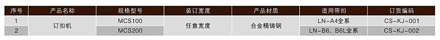MCS100/200型錘式訂扣機(jī)——技術(shù)參數(shù)表